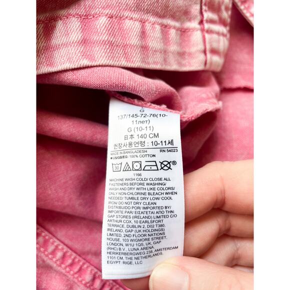 Girl's Gap Pink Denim Button Down Shirt Dress Size Large - Picture 4 of 5